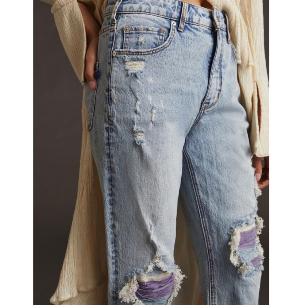 Anthropologie Pilcro Vintage Straight Distressed High Rise Jeans 27 28 - Picture 2 of 10